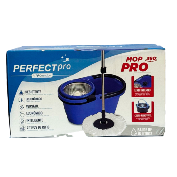 Conjunto Rotatório Perfect Mop Pro Inox 360º – Azul Escuro