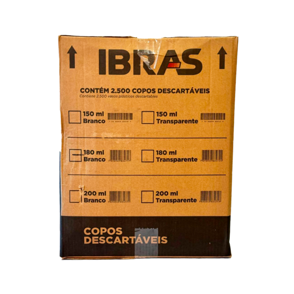 Copo Descartável 180ml PS ABNT – Tira c/100 Unidades – Ibras (Caixa c/25 Tiras) - Image 2