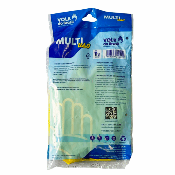 Luva de Látex Multiuso Volk - Amarela CA 10695 Tamanho P - Image 2