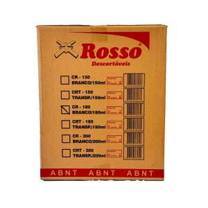 25- COPO DESCARTAVEL 180ML PS ABNT TIRAS C100 UN ROSSO CR-180 CX C25 TIRAS (2500 COPOS)