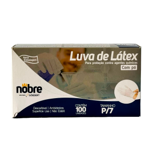 81- LUVA DE LATEX COM PO CAIXINHA 100 UNI 'M' - NOBRE BLISTERCAIXINHA PEQUENA