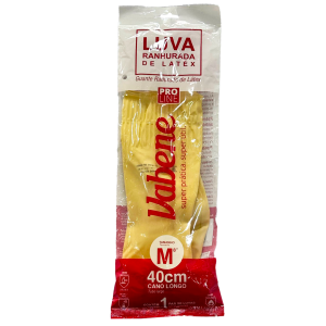86- LUVA LATEX LONGA RANHURADA NATURAL M LONGA 40CM VABENE